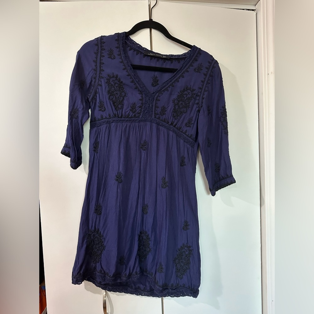 Navy blue dress with black details